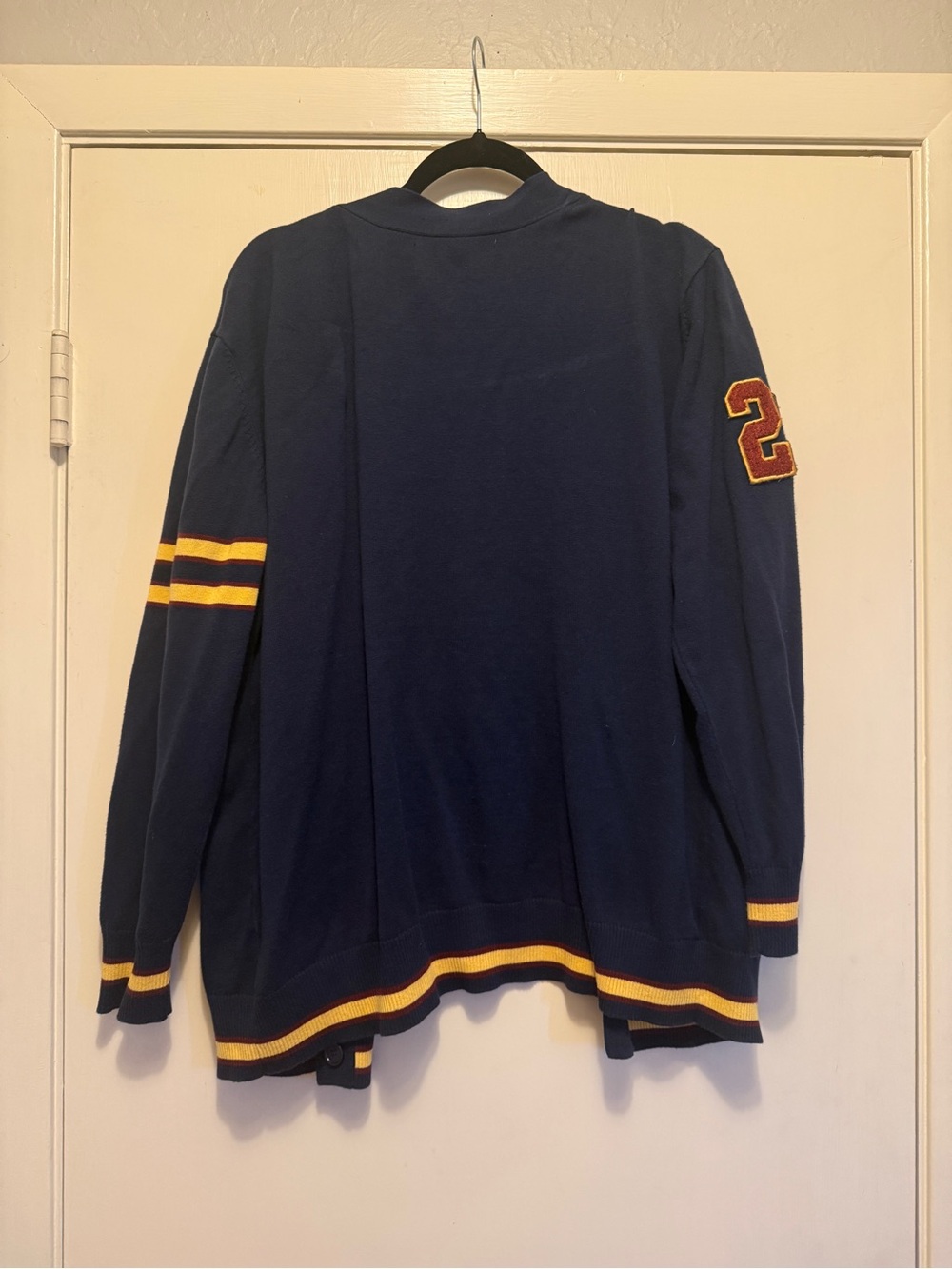 Disney Mickey Mouse Women's Navy and Yellow Varsity Cardigan Jacket - Picture 7 of 7